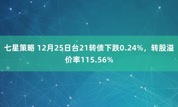 七星策略 12月25日台21转债下跌0.24%，转股溢价率115.56%